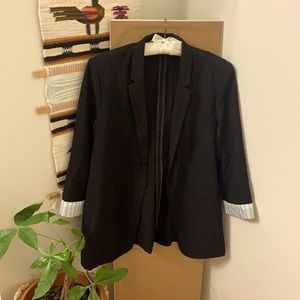 Black With Pinstripe Cuffs Blazer